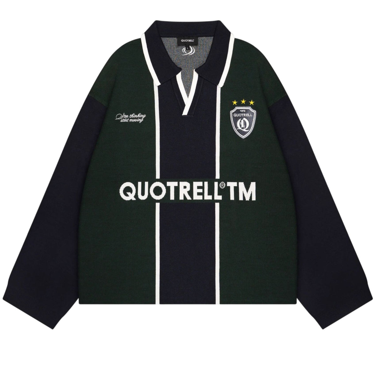Quotrell Madrid Knitted Longsleeve Polo Navy/Donker Groen