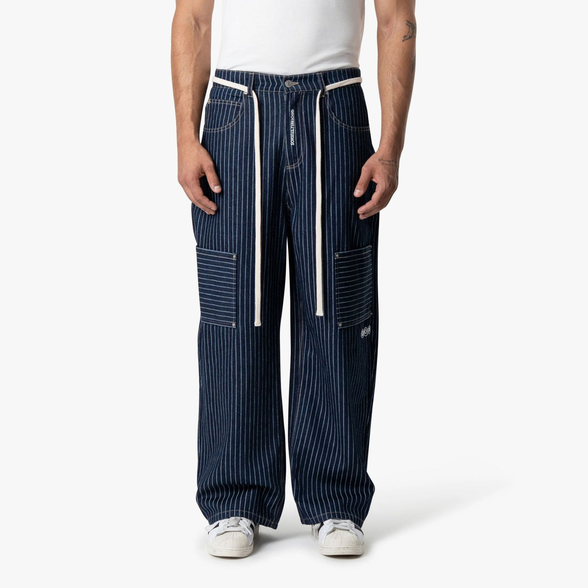 Quotrell Pinstripe Jeans Blauw