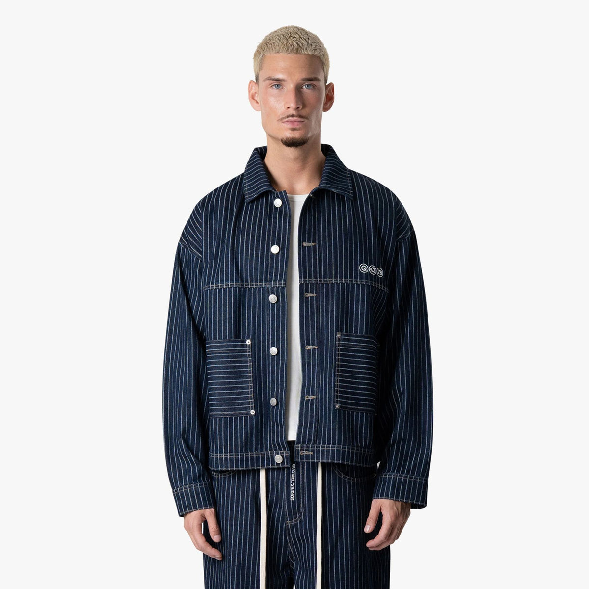 Quotrell Pinstripe Spijkerjas Blauw