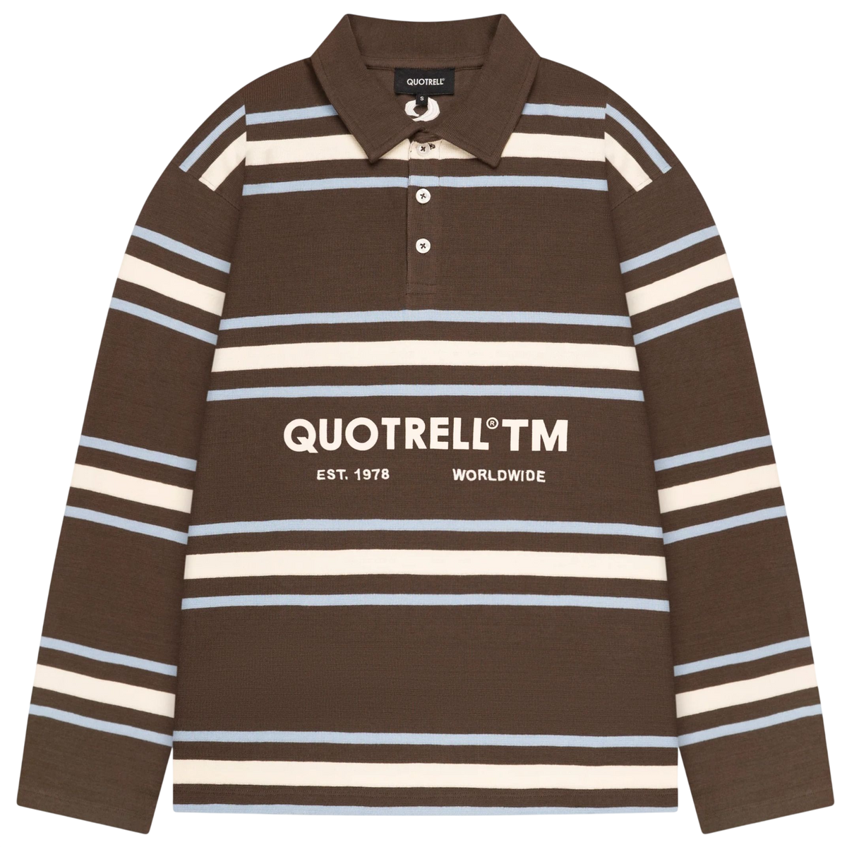 Quotrell Striped Longsleeve Polo Bruin