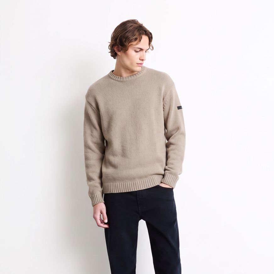 Roberto Ricci Designs Cinematt Round Knit Sweater Beige