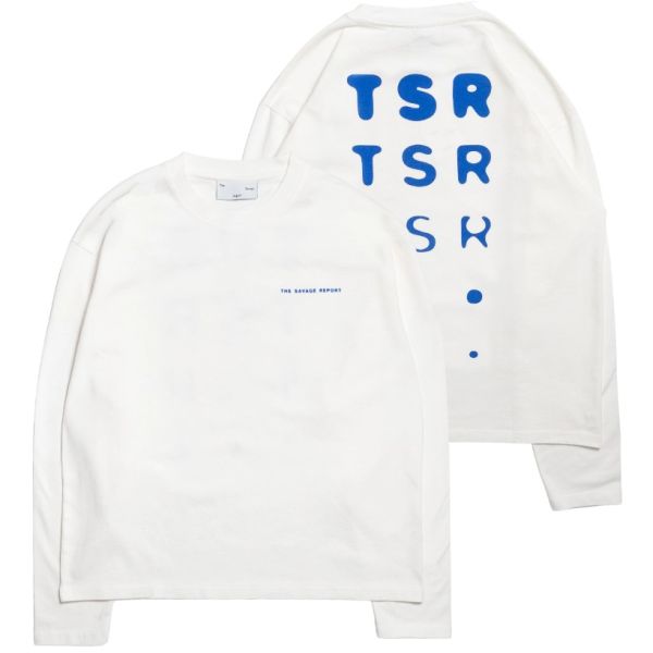 The Savage Report TSR Optic Longsleeve T-shirt Off White/Blauw