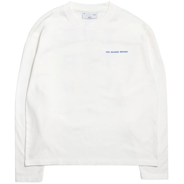 The Savage Report TSR Optic Longsleeve T-shirt Off White/Blauw