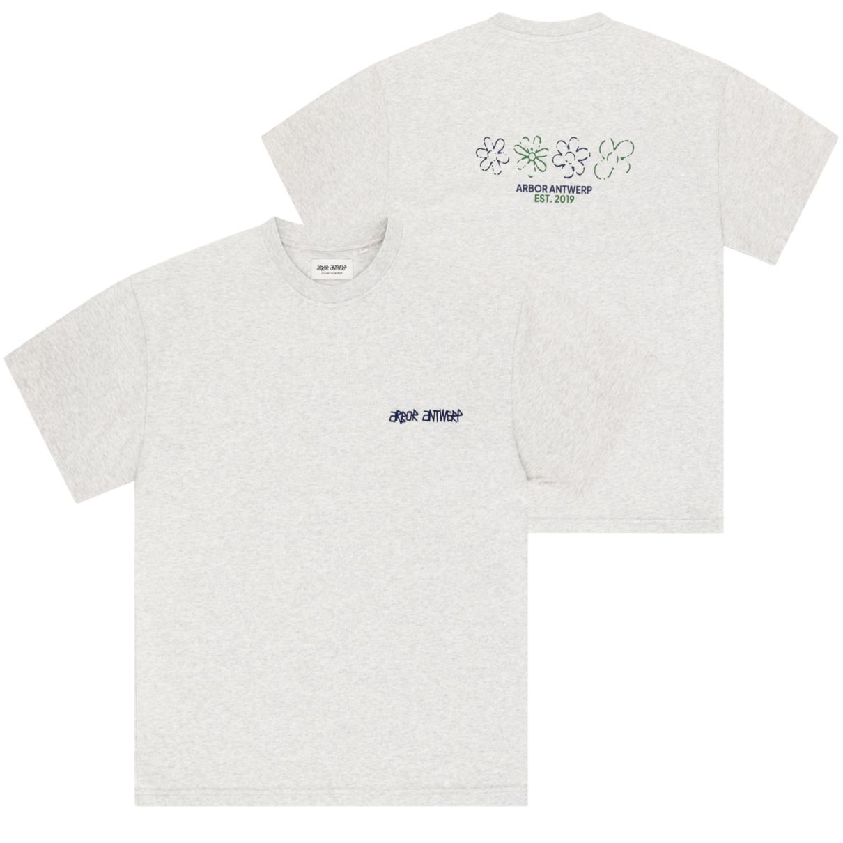 Arbor Antwerp Flower Quartet T-shirt Grijs