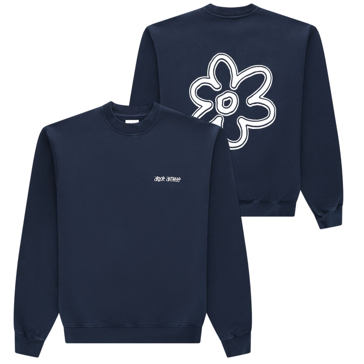 Arbor Antwerp Line Flower Sweater Navy