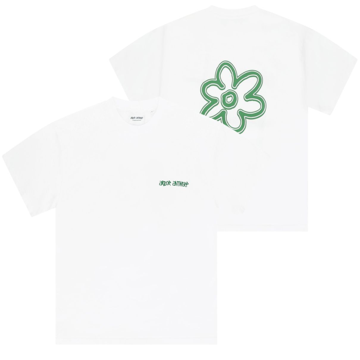 Arbor Antwerp Line Flower T-shirt Wit