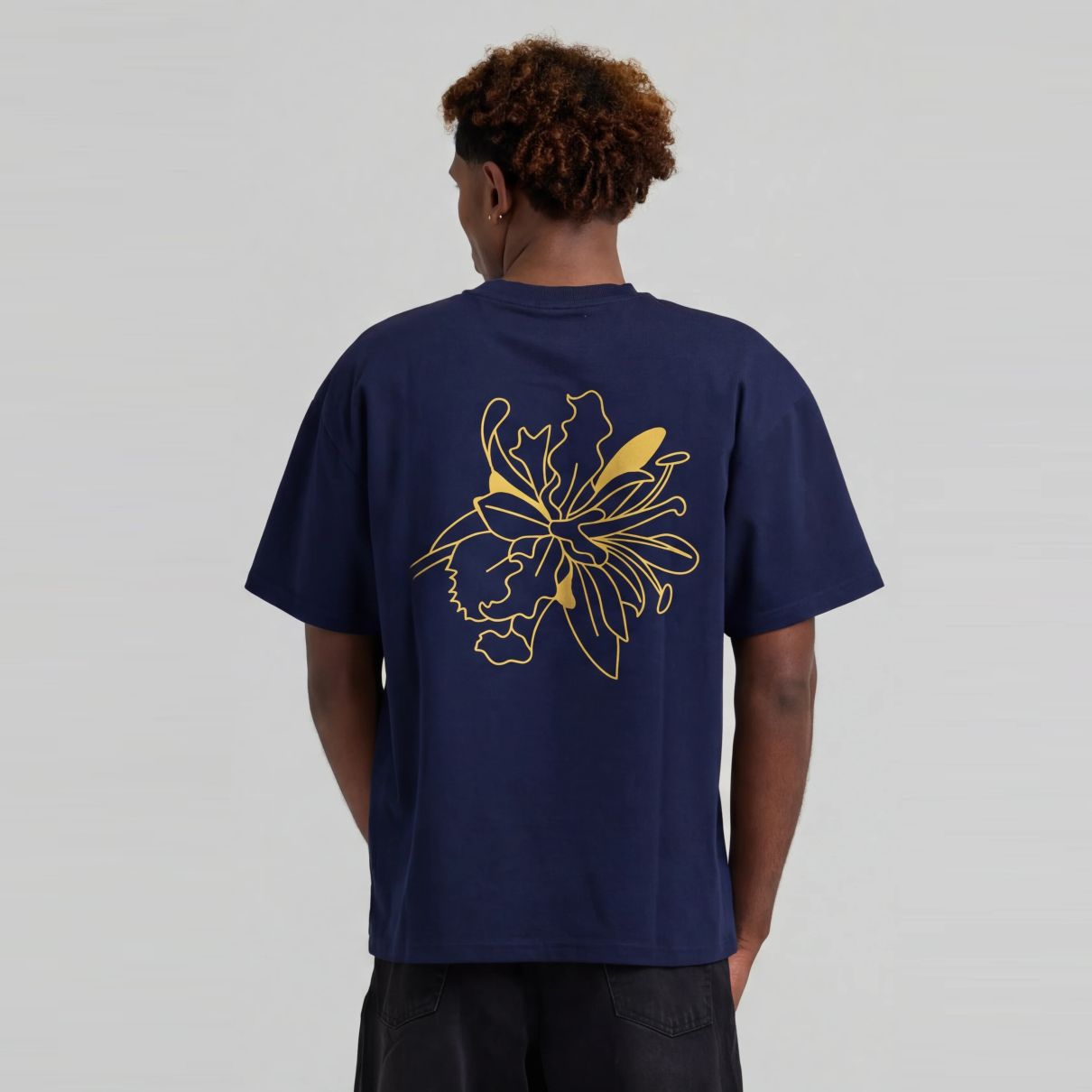 Arbor Antwerp Outline Flower T-shirt Navy