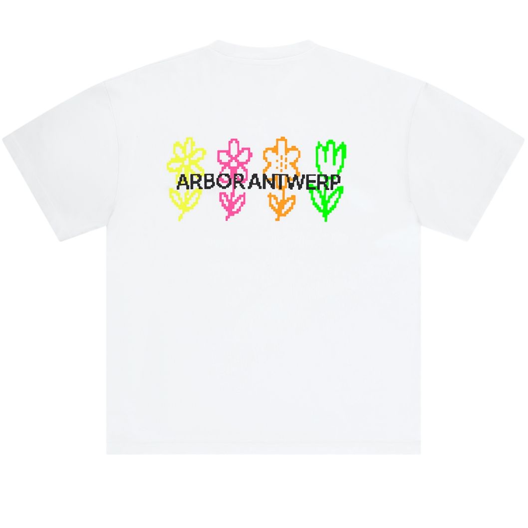 Arbor Antwerp Pixel Flower T-shirt Wit