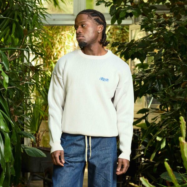 Arbor Antwerp Ribbed Flower Knit Sweater Beige