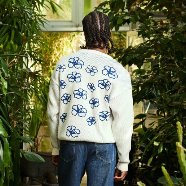 Arbor Antwerp Ribbed Flower Knit Sweater Beige