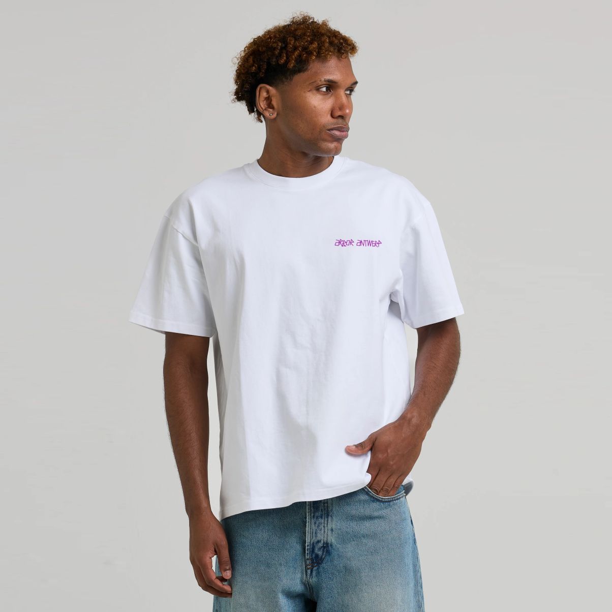 Arbor Antwerp Two-Tone Flower T-shirt Wit