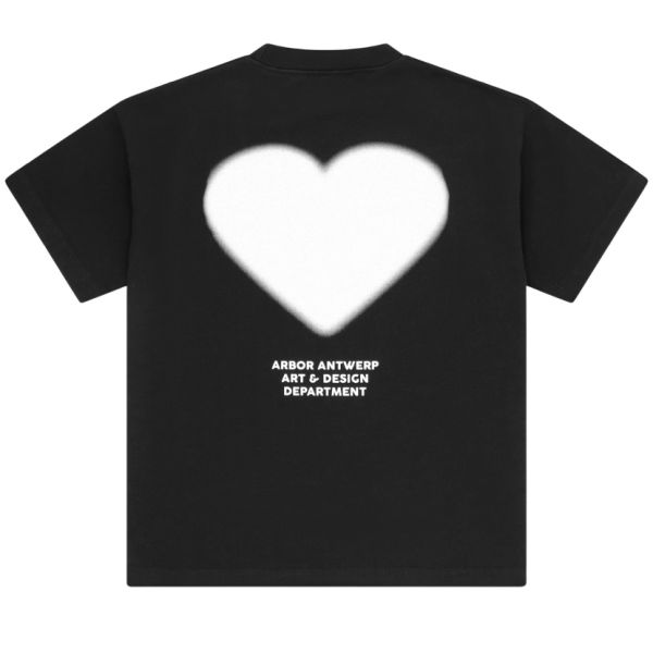 Arbor Antwerp White Faded Heart T-shirt Zwart