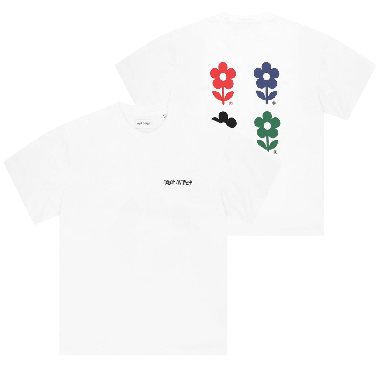 Arbor Antwerp Four Flowers T-shirt Wit