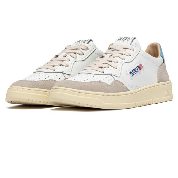Autry Medalist Low Sneaker Wit/Beige/Licht Blauw