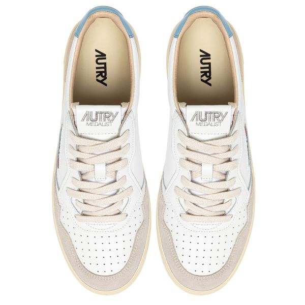Autry Medalist Low Sneaker Wit/Beige/Licht Blauw
