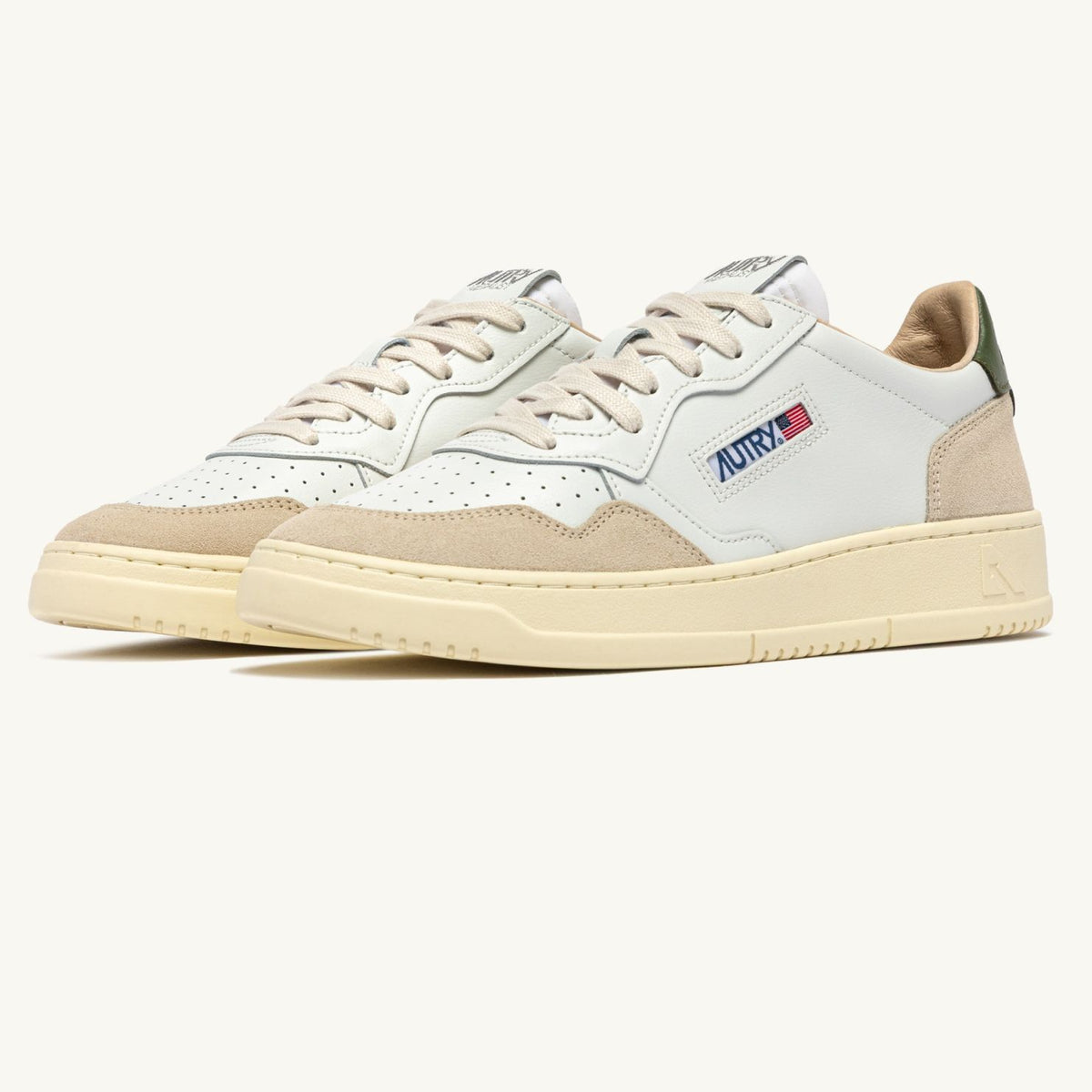 Autry Medalist Low Sneaker Wit/Beige/Donker Groen