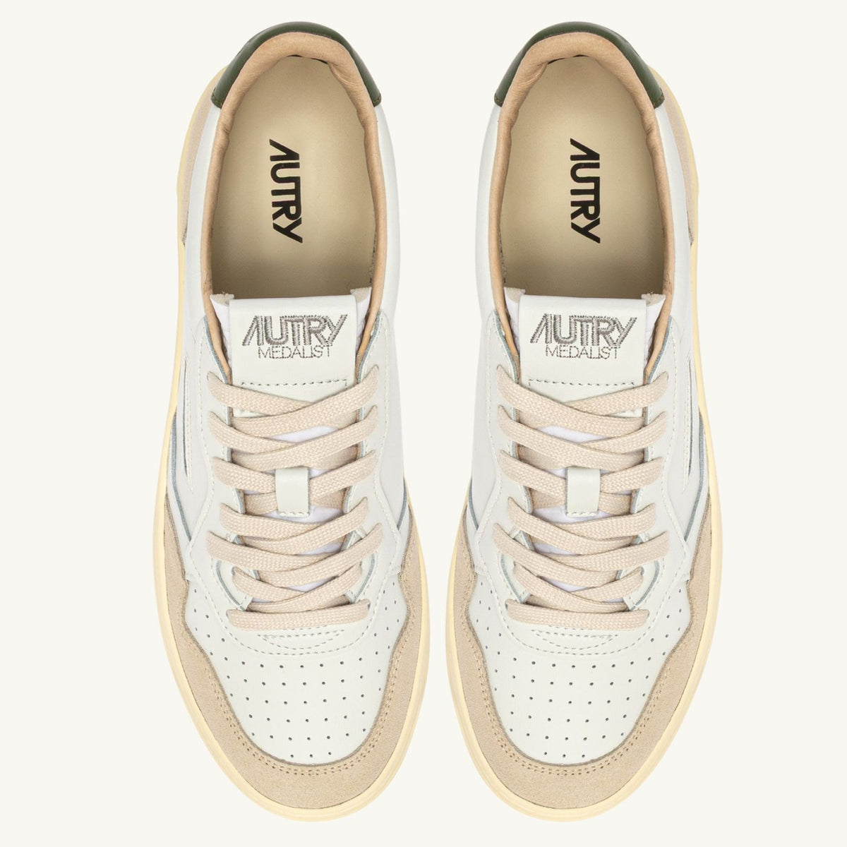 Autry Medalist Low Sneaker Wit/Beige/Donker Groen