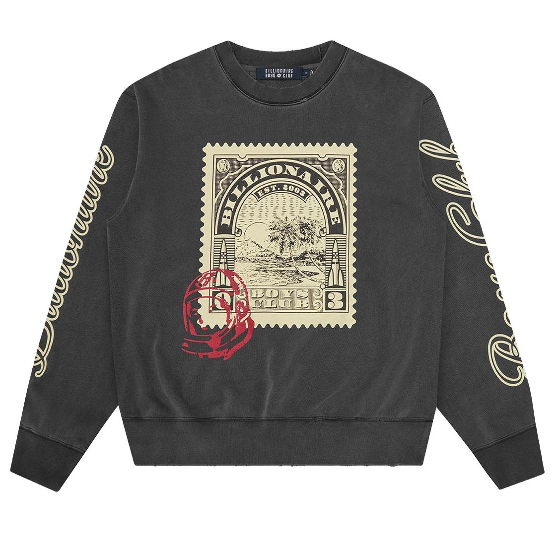 Billionaire Boys Club Stamp Distressed Oversized Sweater Zwart