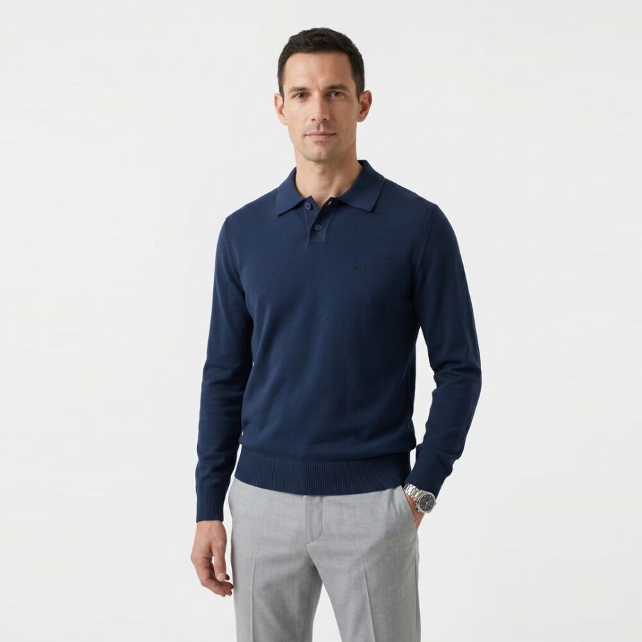 Boss Asac Polo Sweater Donker Blauw
