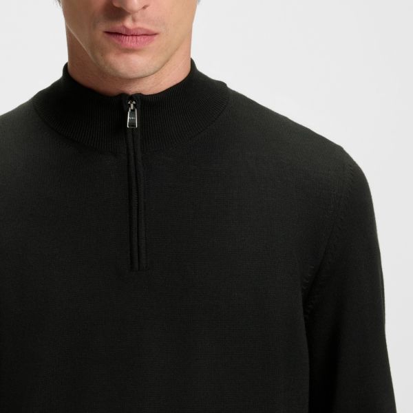 Boss Ebenji Half Zip Sweater Zwart