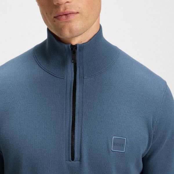 Boss Kanobix Zip Mock Sweater Blauw