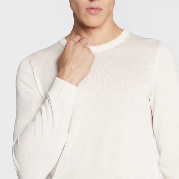 Boss Leno Knit Sweater Off White