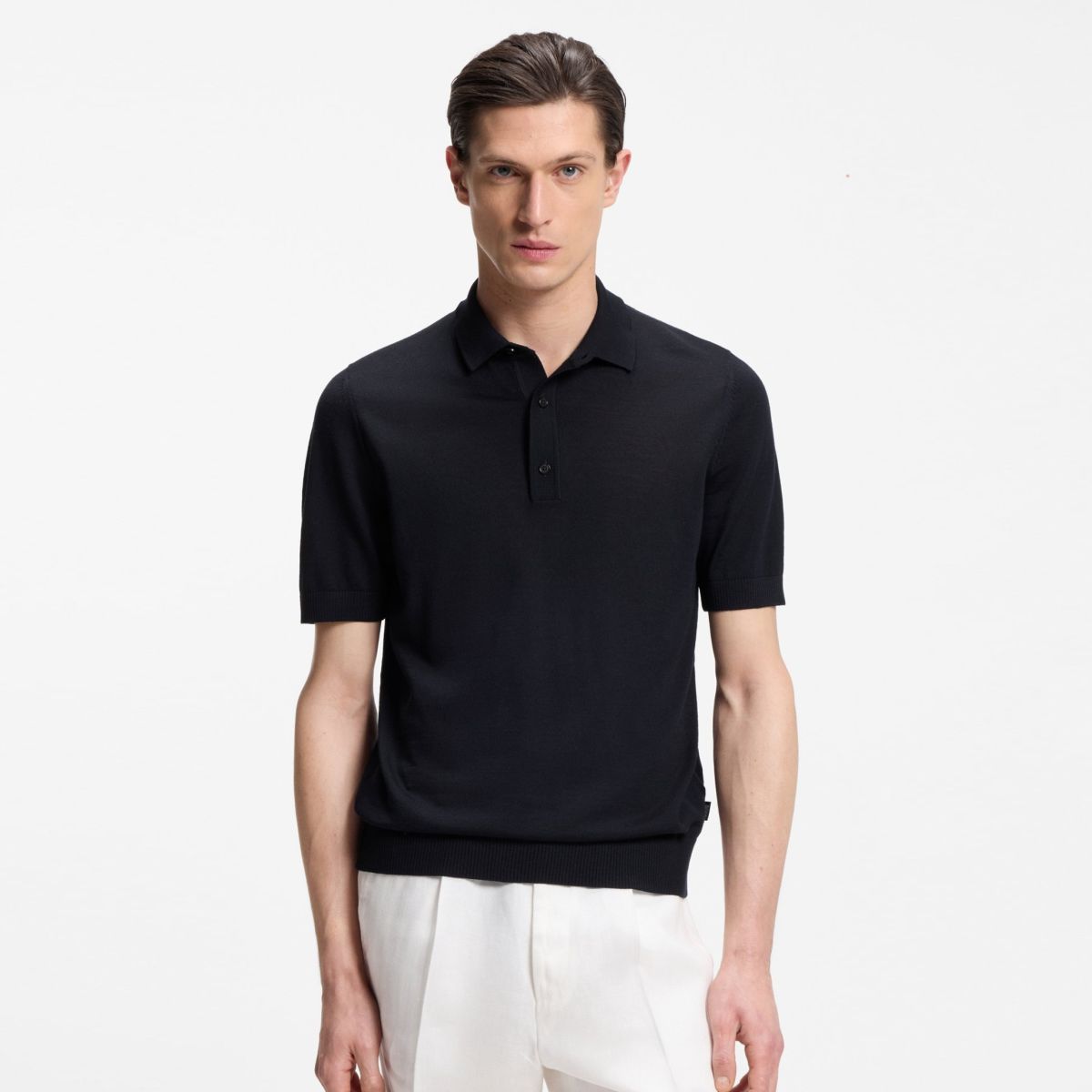 Boss Nolano Knitted Polo Navy