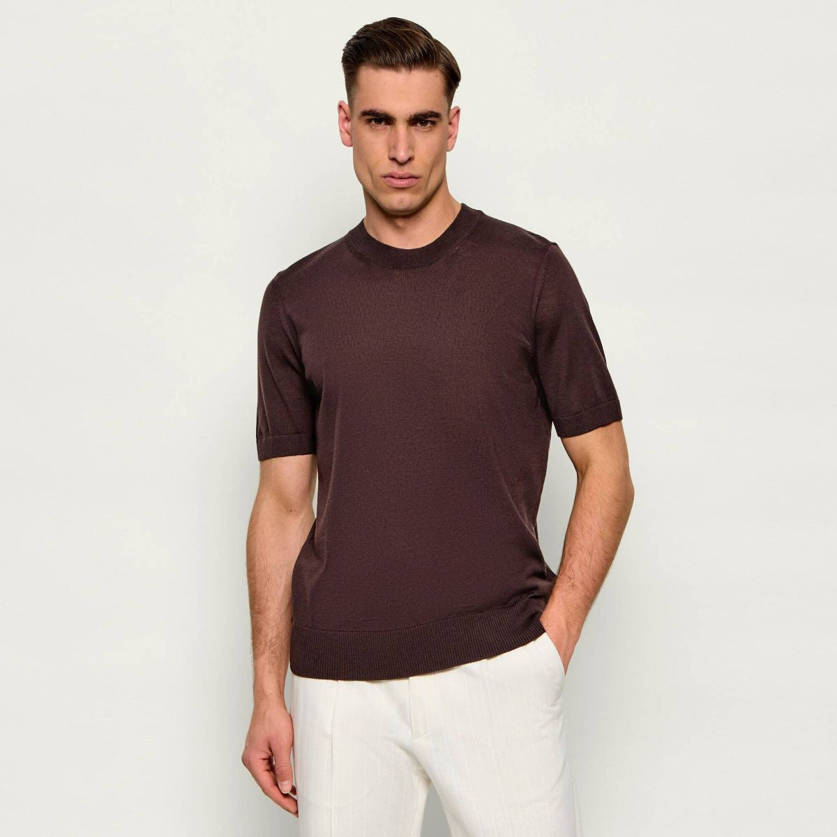 Boss Umauro Knitted T-shirt Bruin