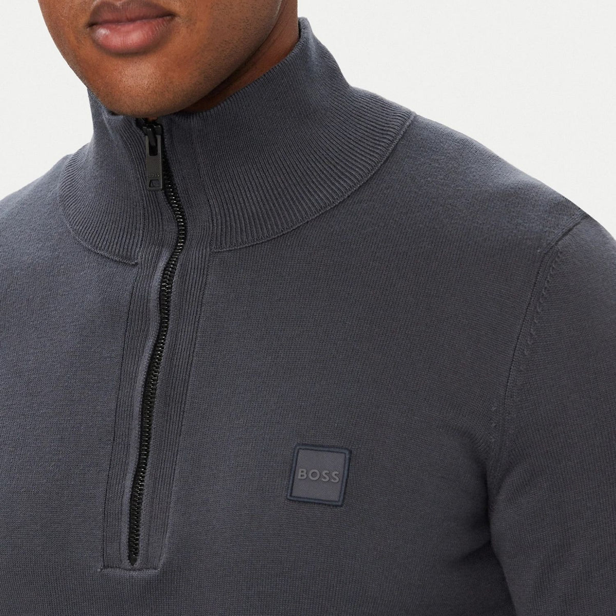 Boss Kanobix Zip Mock Sweater Donker Blauw