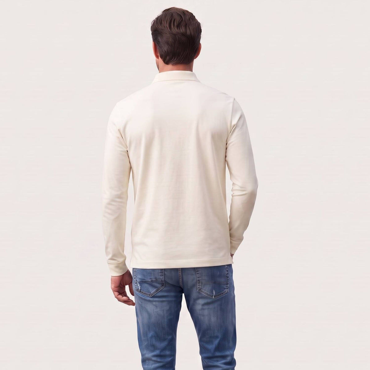 Boss Pado Langarm-Poloshirt Offwhite