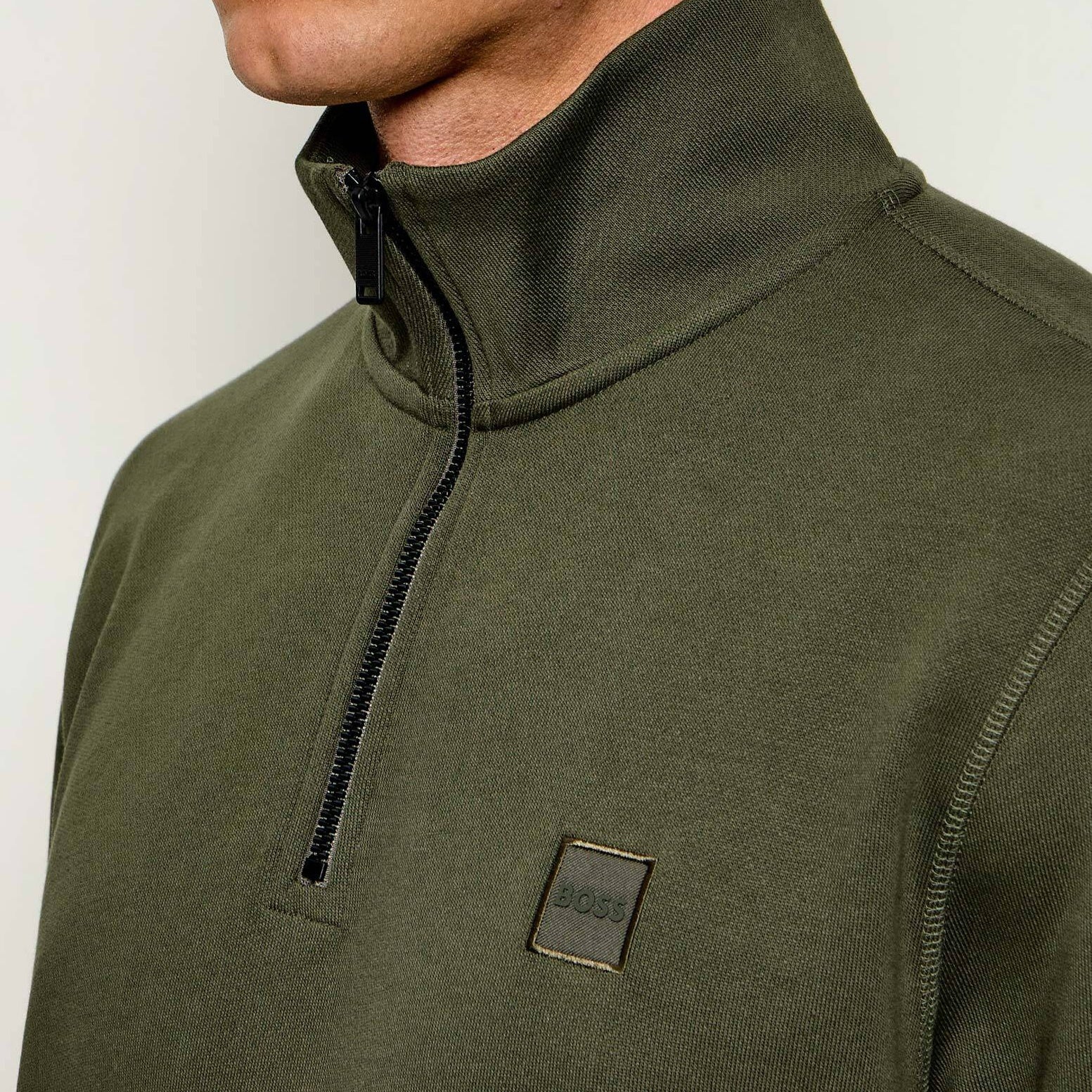 Boss Zetrust Half Zip Sweater Donker Groen