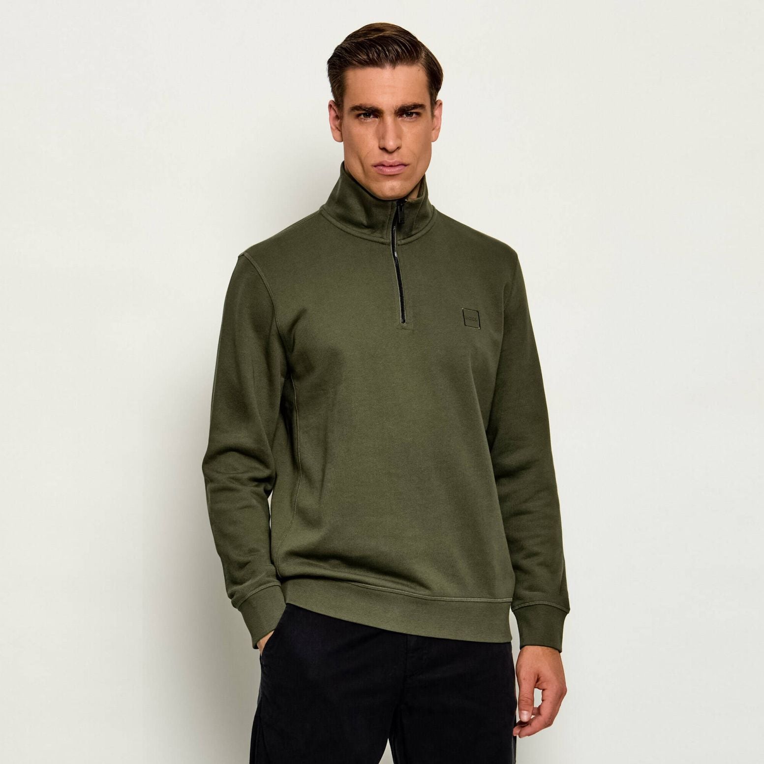 Boss Zetrust Half Zip Sweater Donker Groen