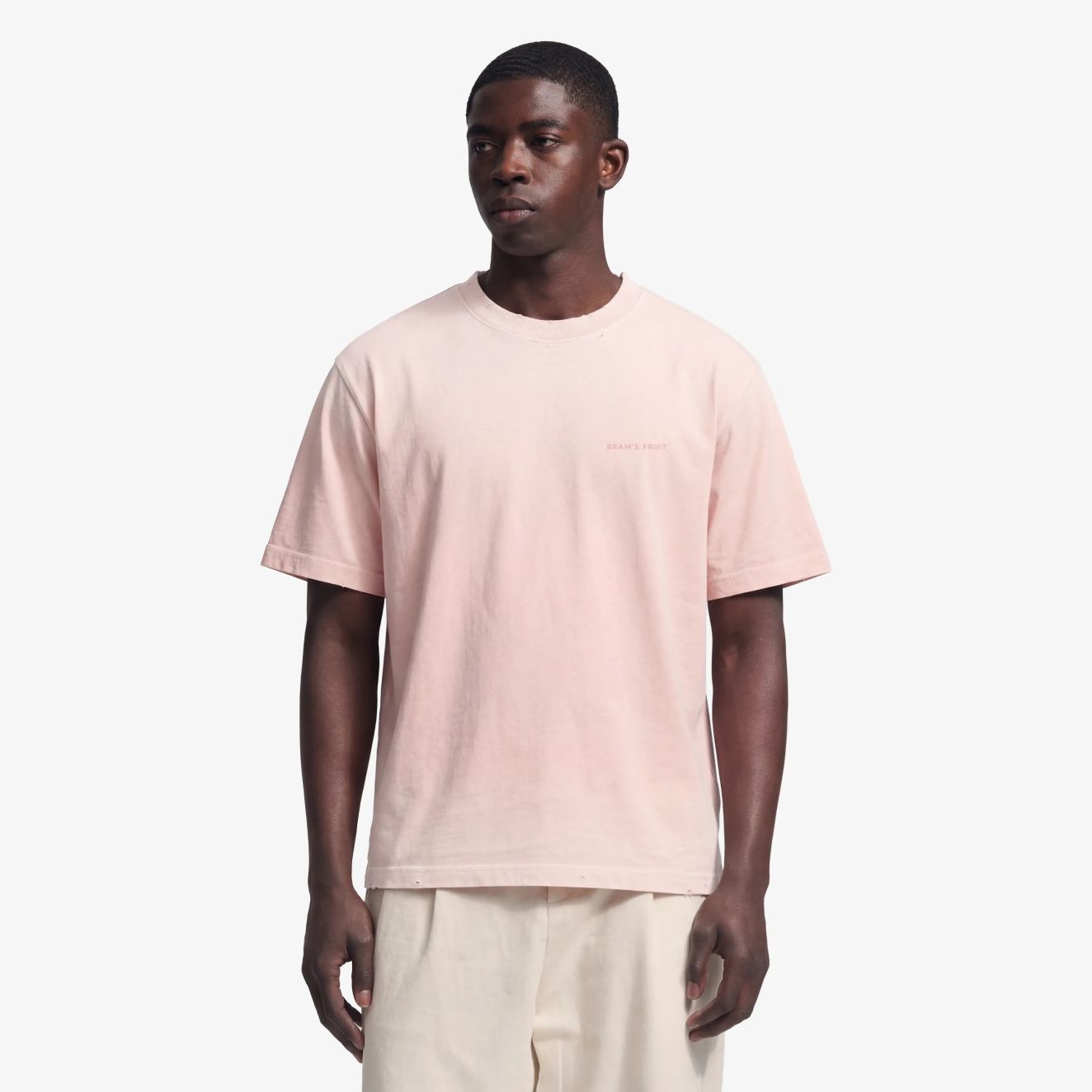 Bram’s Fruit Distressed Big Lemon Outline T-shirt Roze