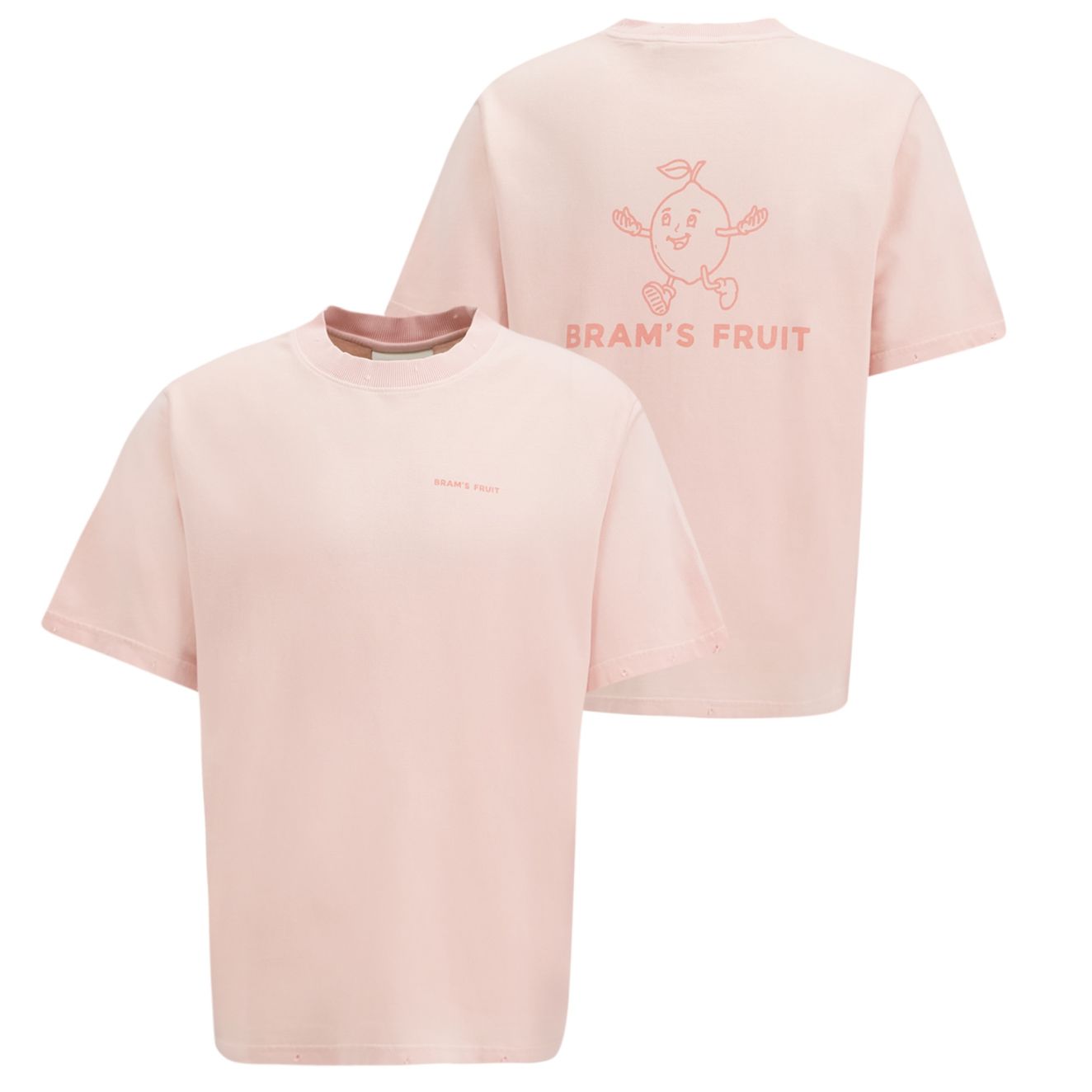 Bram’s Fruit Distressed Big Lemon Outline T-shirt Roze