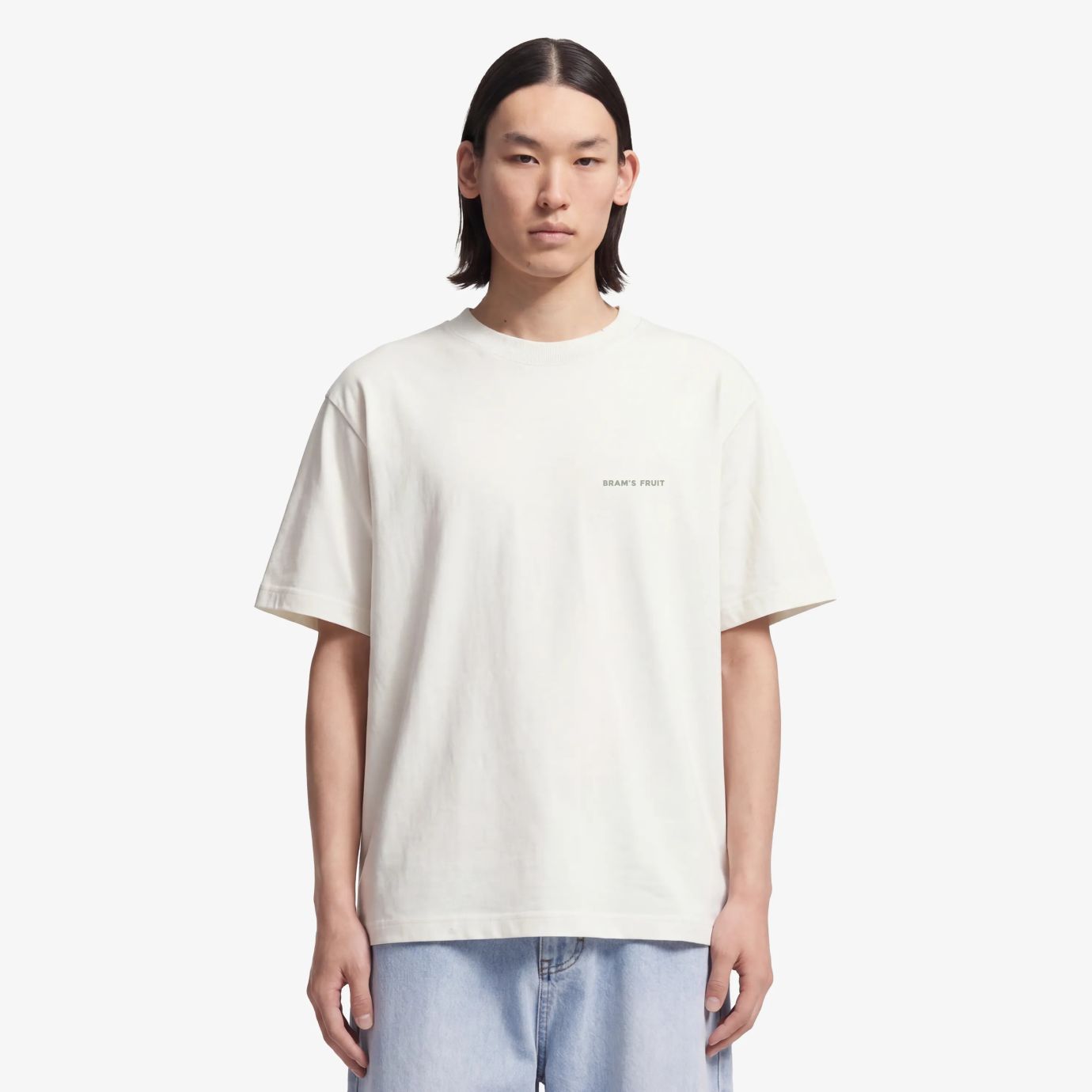 Bram’s Fruit Distressed Big Lemon Outline T-shirt Wit