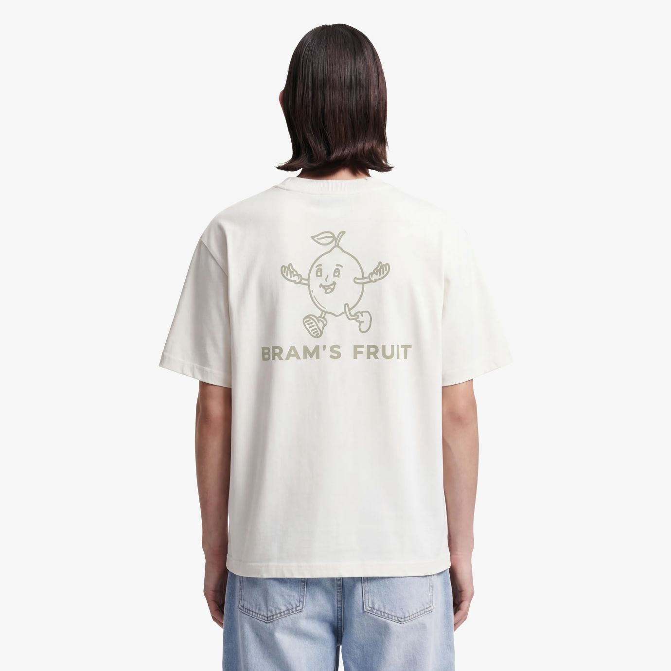 Bram’s Fruit Distressed Big Lemon Outline T-shirt Wit