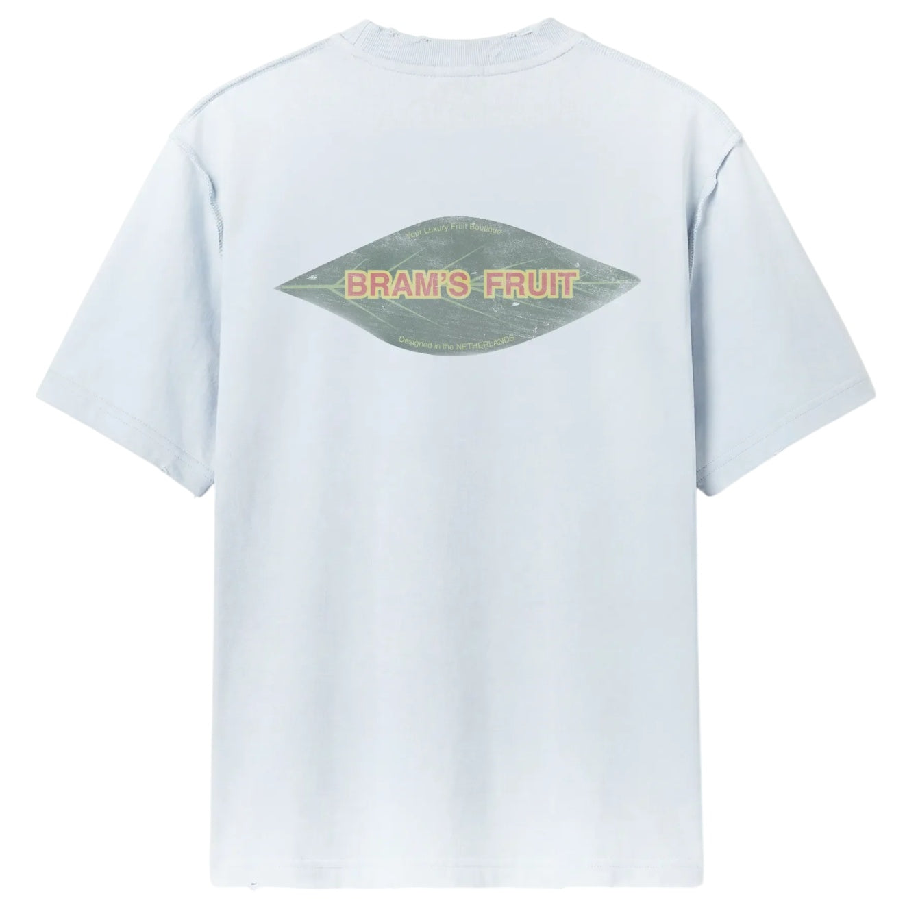 Bram’s Fruit Distressed Leaf T-shirt Licht Blauw