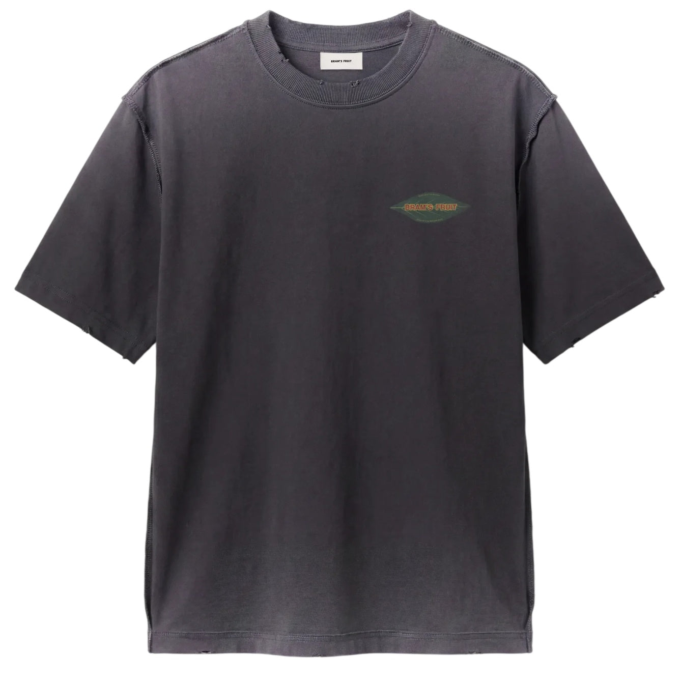 Bram’s Fruit Distressed Leaf T-shirt Zwart