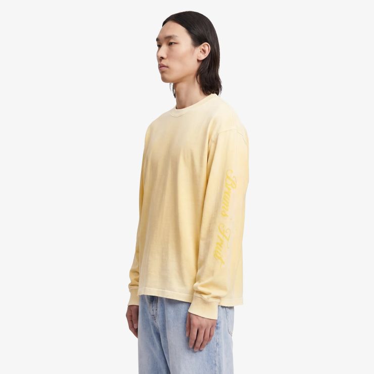 Bram’s Fruit Distressed Script Logo Longsleeve T-shirt Geel