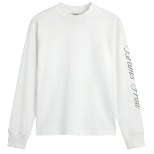 Bram’s Fruit Distressed Script Logo Longsleeve T-shirt Off White