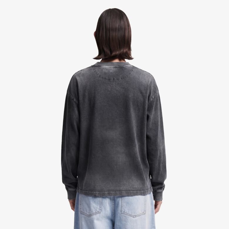 Bram’s Fruit Distressed Script Logo Longsleeve T-shirt Zwart