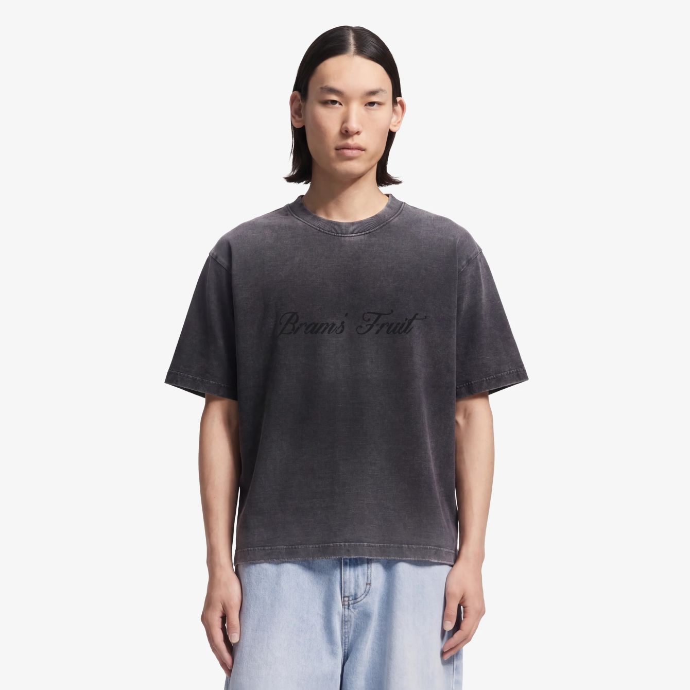 Bram’s Fruit Distressed Script Logo T-shirt Zwart