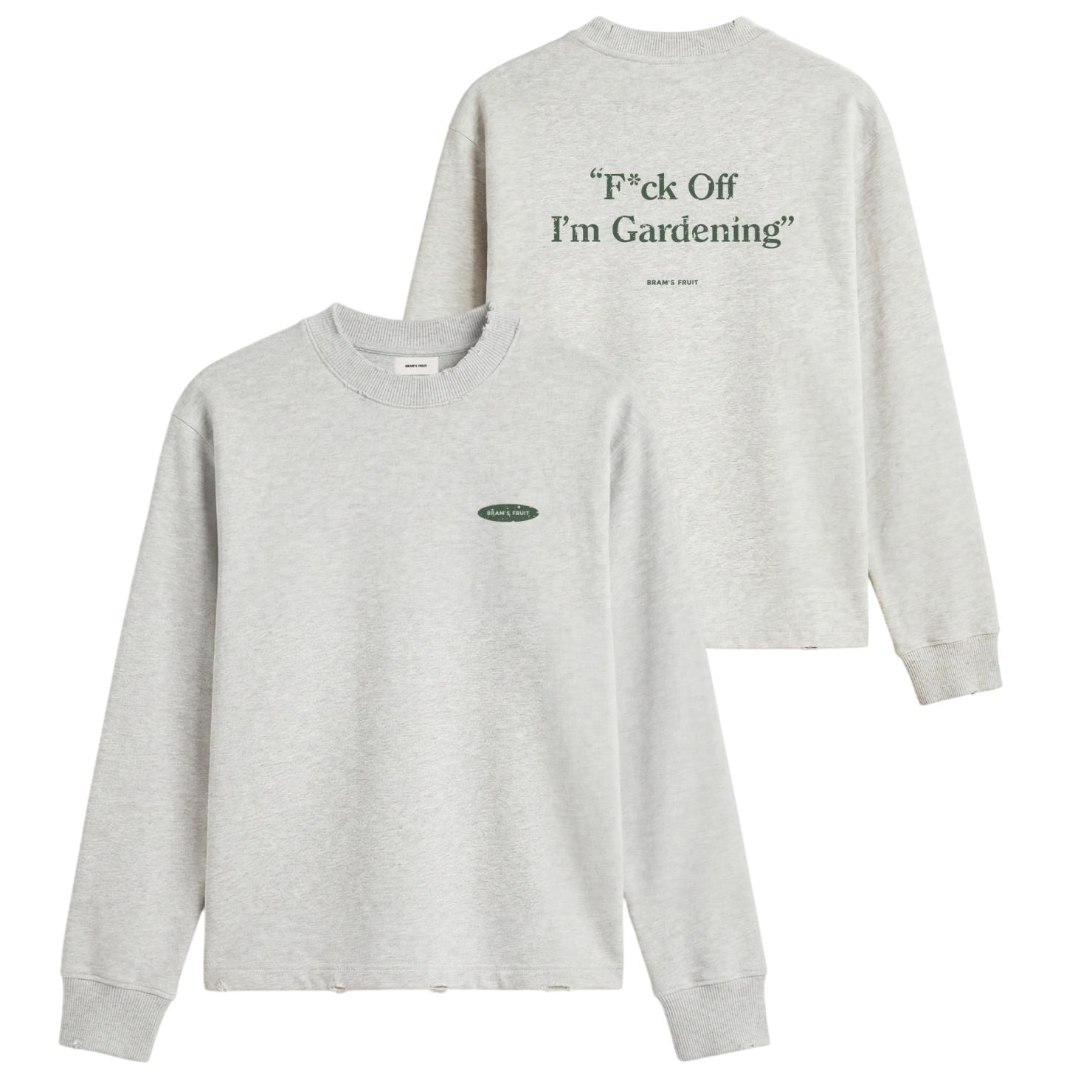 Bram's Fruit Gardening Distressed Longsleeve T-shirt Grijs