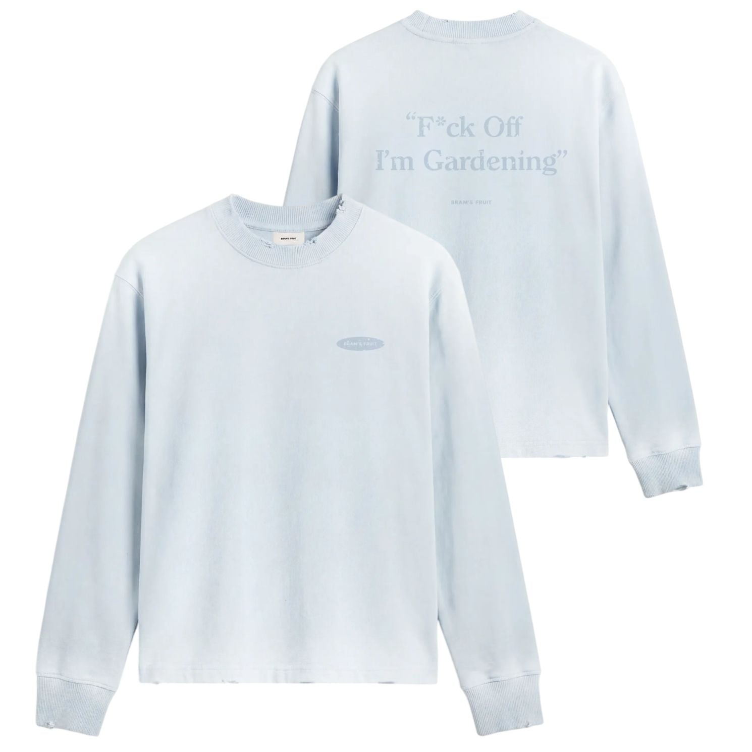 Bram's Fruit Gardening Distressed Longsleeve T-shirt Licht Blauw