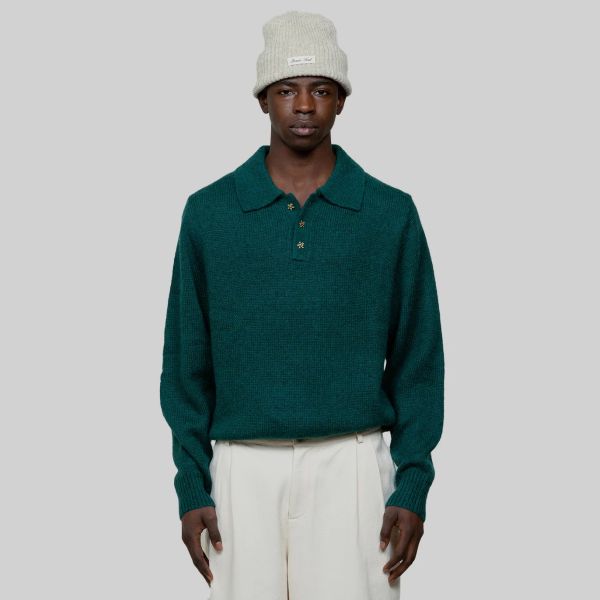 Bram's Fruit Lemon Knitted Polo Donker Groen