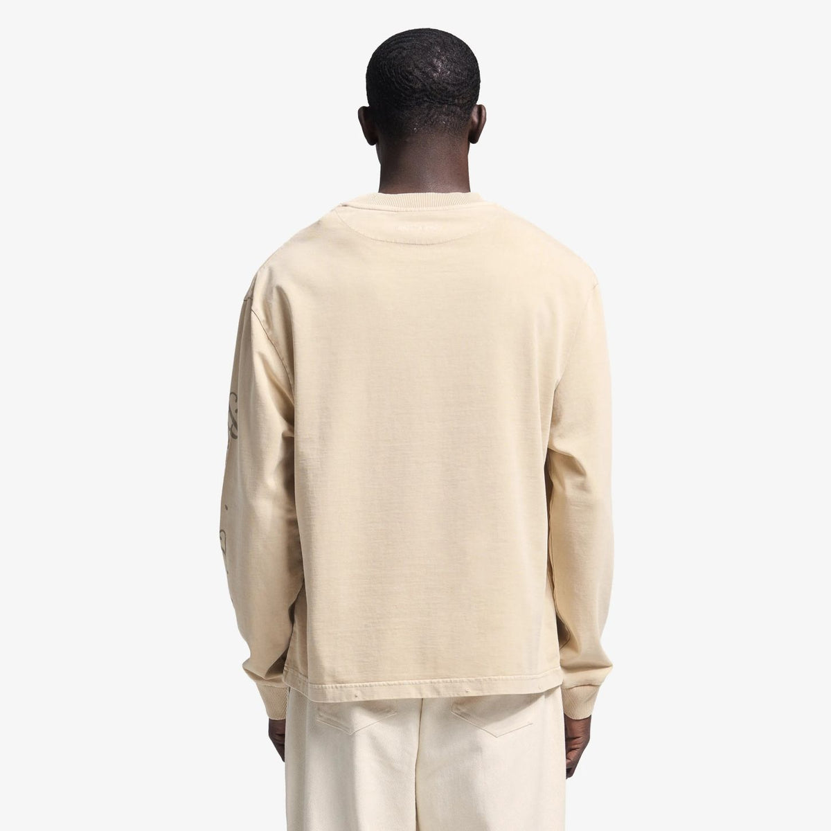 Bram’s Fruit Distressed Script Logo Longsleeve T-shirt Beige