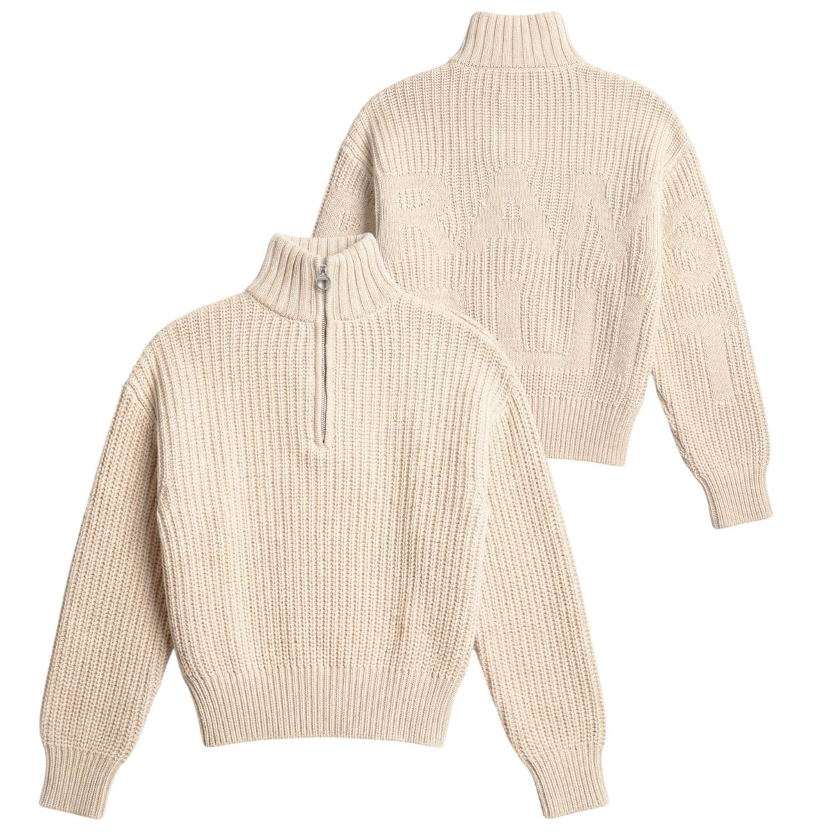 Bram’s Fruit Fisherman Knitted Quarter Zip Sweater Beige
