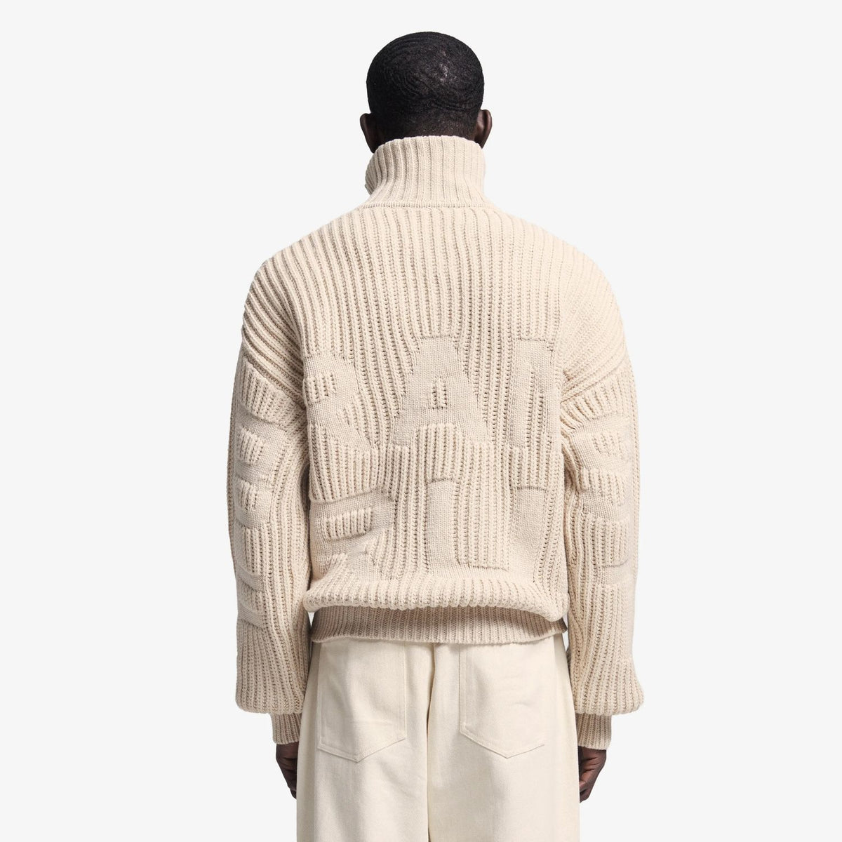 Bram’s Fruit Fisherman Knitted Quarter Zip Sweater Beige