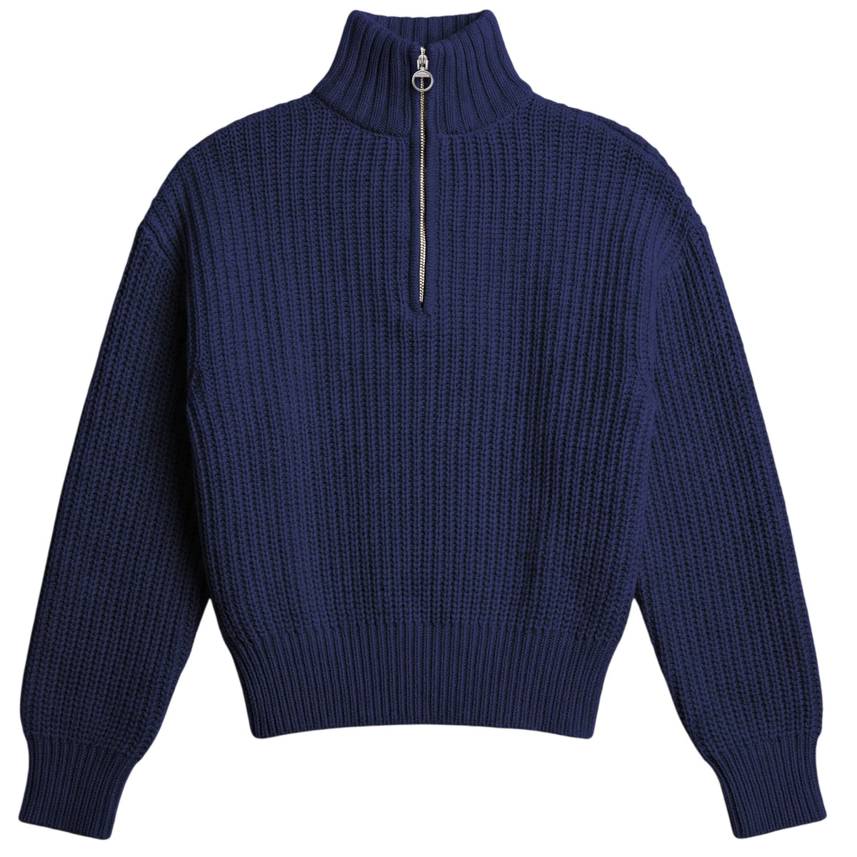Bram’s Fruit Fisherman Knitted Quarter Zip Sweater Donker Blauw