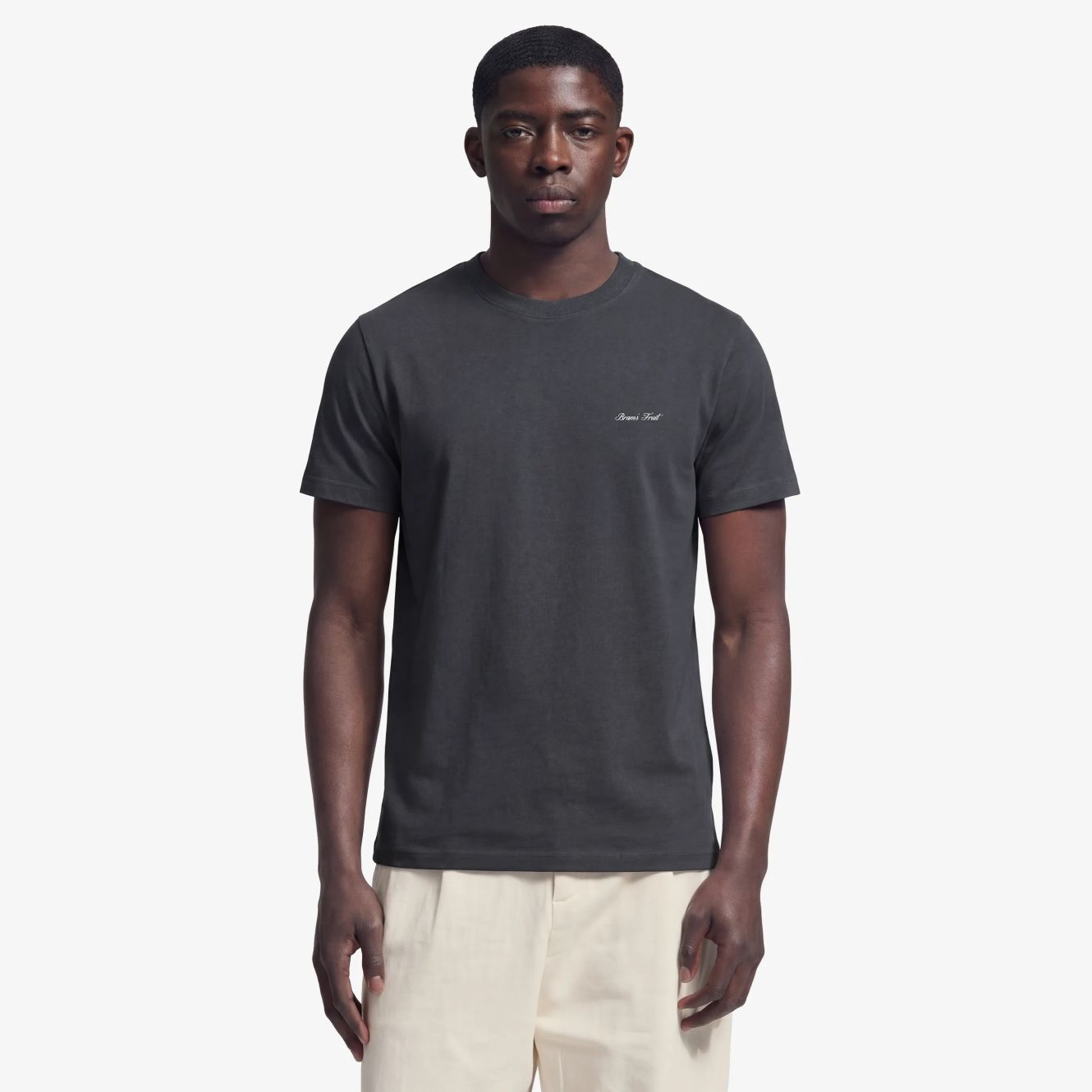 Bram’s Fruit Fitted Script Logo T-shirt Zwart